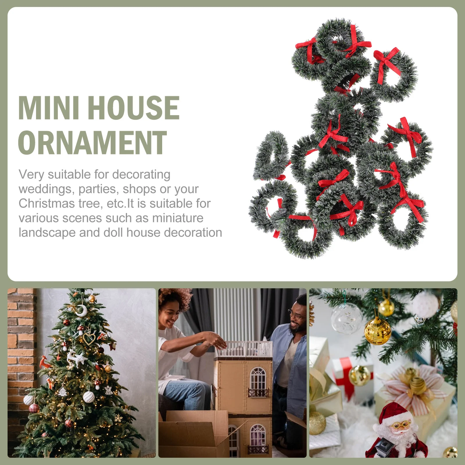 

20Pcs Mini Christmas Garland Artificial Wreath Assorted Colors Miniature Landscape Hanging Mini Green Garland Home Decoration