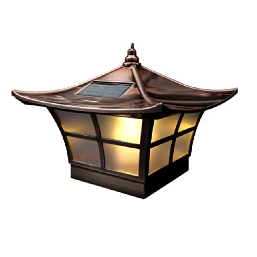 

SL094 Ambience Solar Post Cap - Copper High-Performance LED Warm-Flickering Candle-Like Glow Fits 3.5"x3.5" and 4"x4" Weather-R