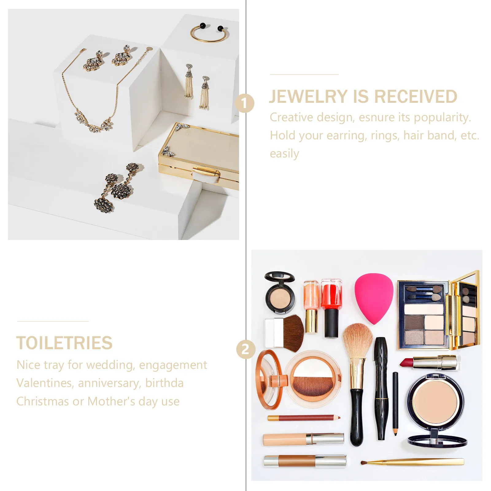 

Мини-поднос для украшений премиум-класса: органайзер для колец, серег, заколок для волос, подарок на свадьбу, помолвку, День святого Валентина, декоративное украшение