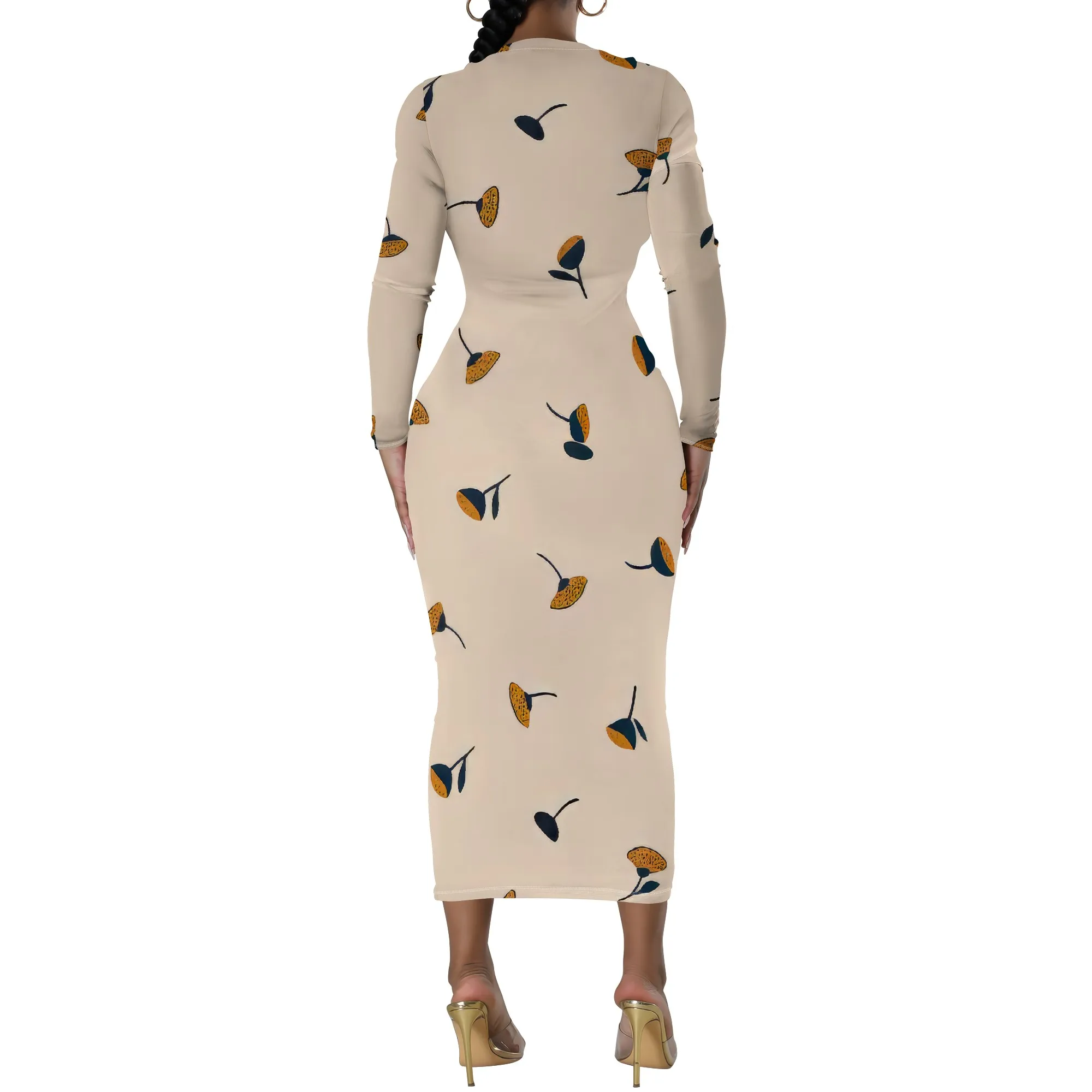 Robe crayon basique décontractée pour femmes, Sexy, manches longues, moulante, mi-longue, robe de Club