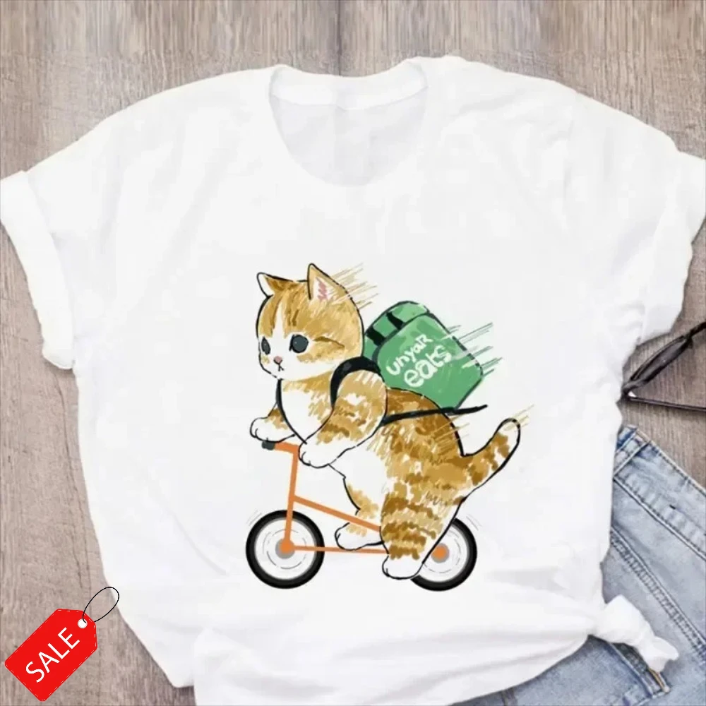 

Pattern Printed Fashion Aesthetic Tops Tee Casual Cute Cat Funny Cartoon Women's Harajuku Short Sleeve Casual Aesthetic Clothes