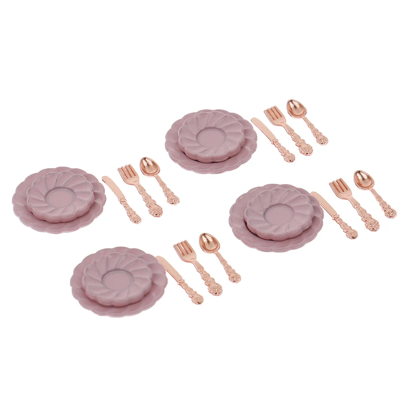 アクセサリー おもちゃ 1:12 ドールハウス ミニチュア 食器 ナイフ フォーク スプーン プレートセット