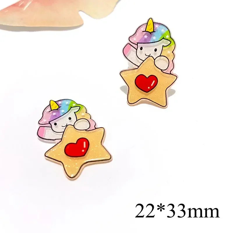 10Pcs/lots New Planar Unicorn Rainbow Flatback Cartoon Decorations DIY Arts Crafts Sticker Accessories Glitter  Bow Resin image 6