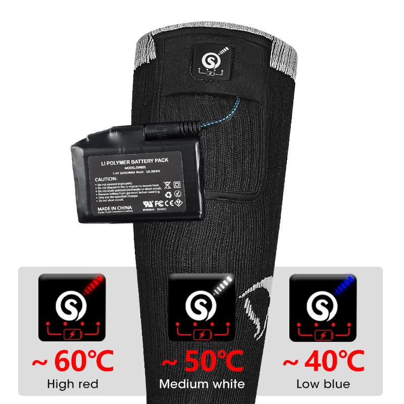 Electric Socks Ski Socks Winter Insulation Long Tube Thickened Charging Heating and Heating Socks