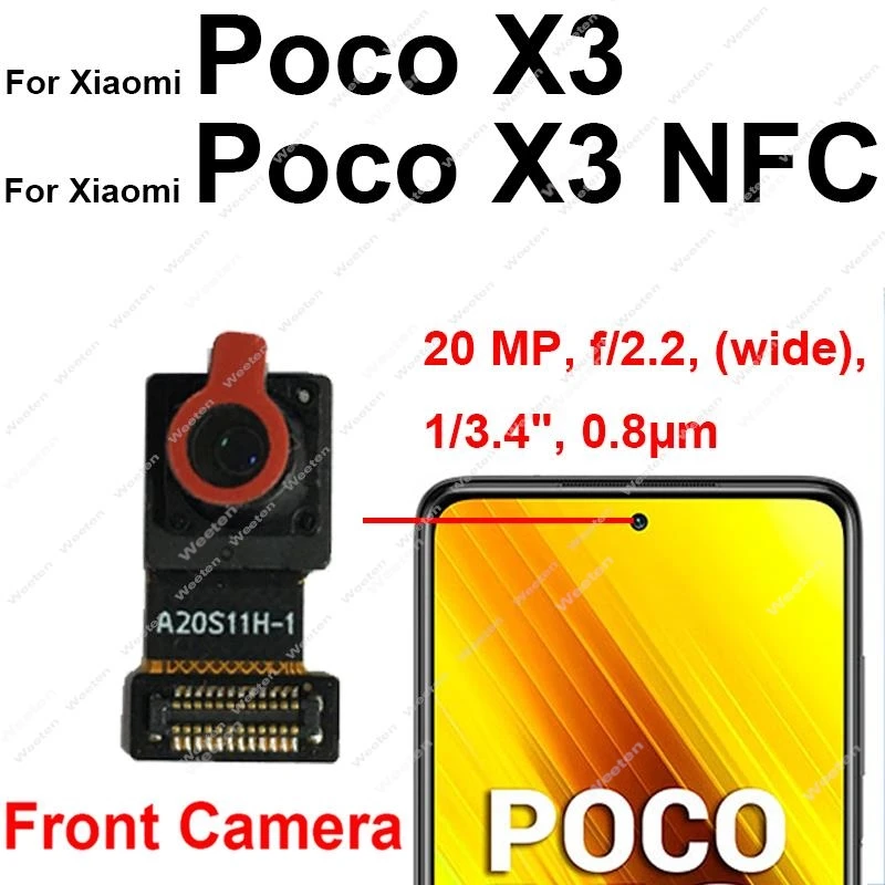 Front Rear Camera For Xiaomi Poco X3 Pro X3 NFC Main Back Front Samll Facing Camera Flex Cable Parts