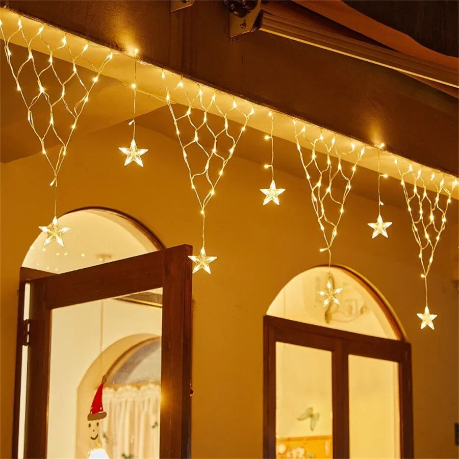 4x0.75 LED Net Light Christmas Window Curtain Fairy Light Outdoor Icicle Light with 11 Drops for Xmas Wedding Balcony Decor