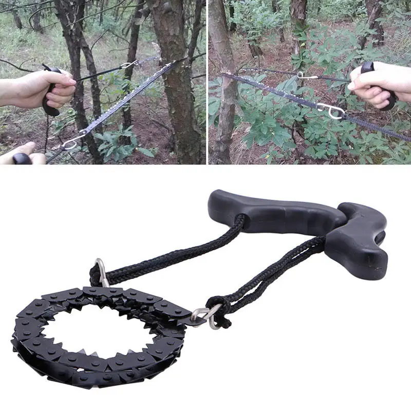 Motosierra manual de bolsillo para carpintería, sierra de alambre de supervivencia de manganeso de alta resistencia, herramienta para caza al aire