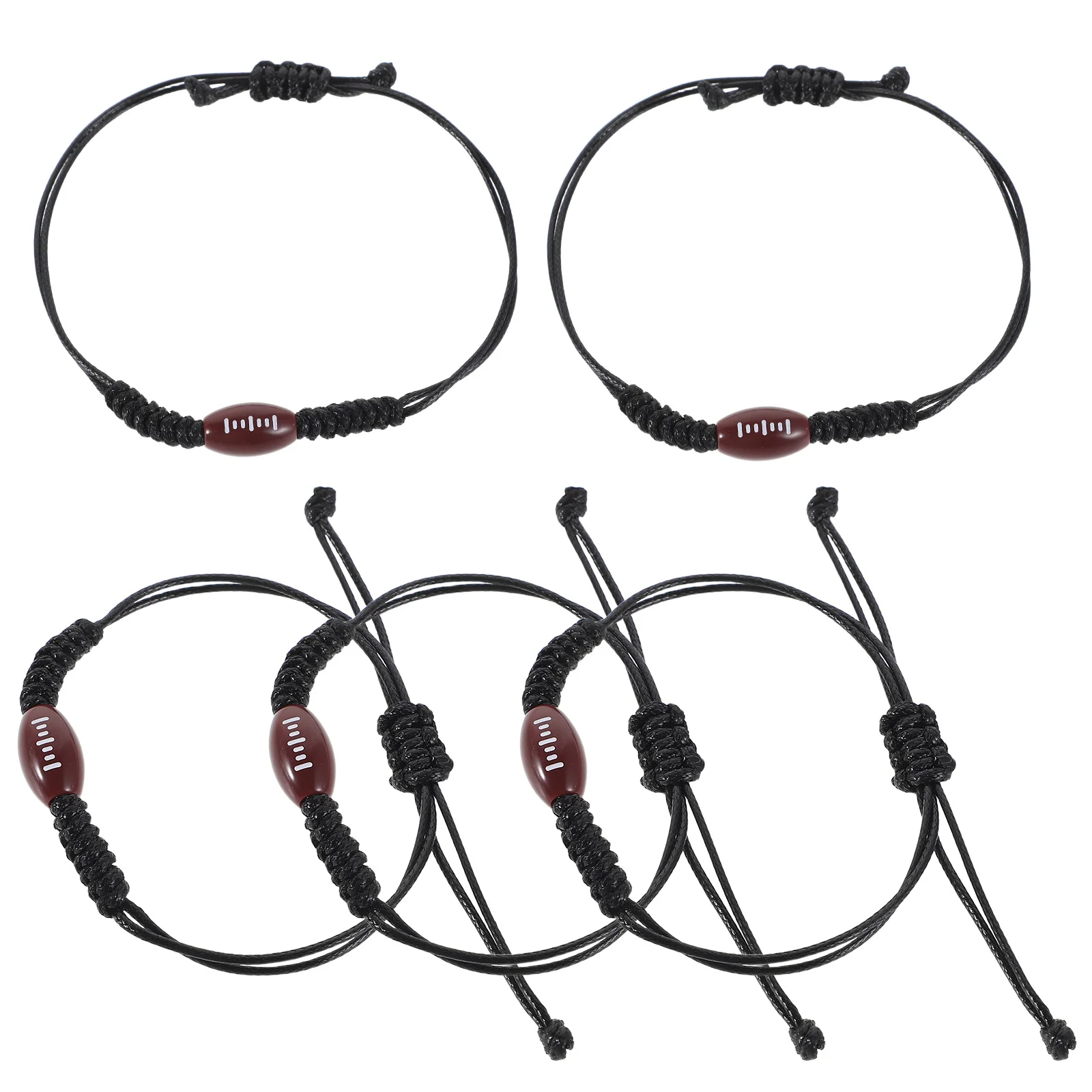 5Pcs Adjustable Polyester Rope Wristbands for Rugby Lovers Durable Material Versatile Design Daily Wear Special