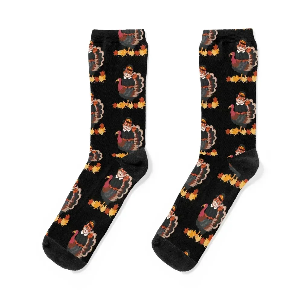 

Pilgrim Costume Cat Riding Turkey Socks loose christmas stocking essential Children's Socks Ladies Men's