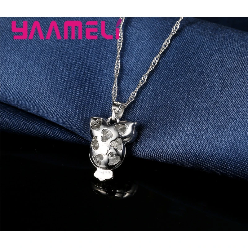Luxury 925 Sterling Silver Women Jewelry Sets Shining Cubic Zircon Retro Night Owl for Girls Gifts Necklace Earrings
