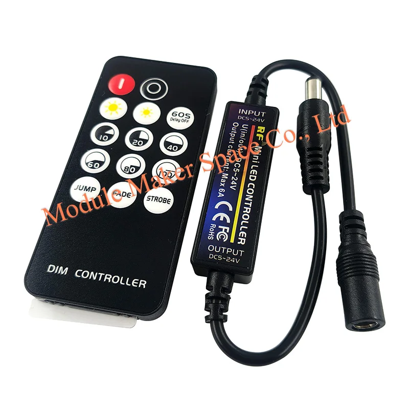 Mini Single Color LED Controller Kit: with 14-Key RF Remote, Dimmer Low Voltage On/Off Switch(Battery Not Included)