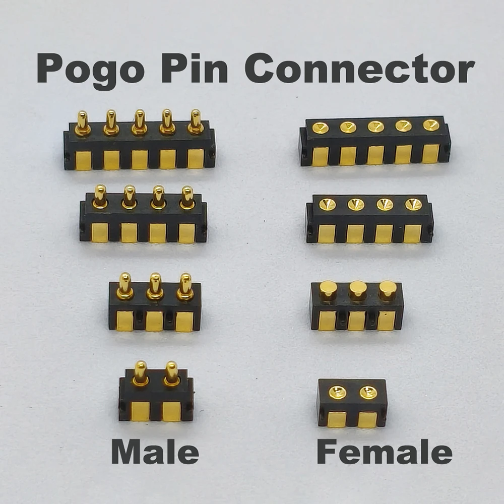1PCS 2P 3P 4P 5P Male Female Spring Loaded Charging Contacts SMT Pogo Pin Connector Side Welding Mount Strip Contact