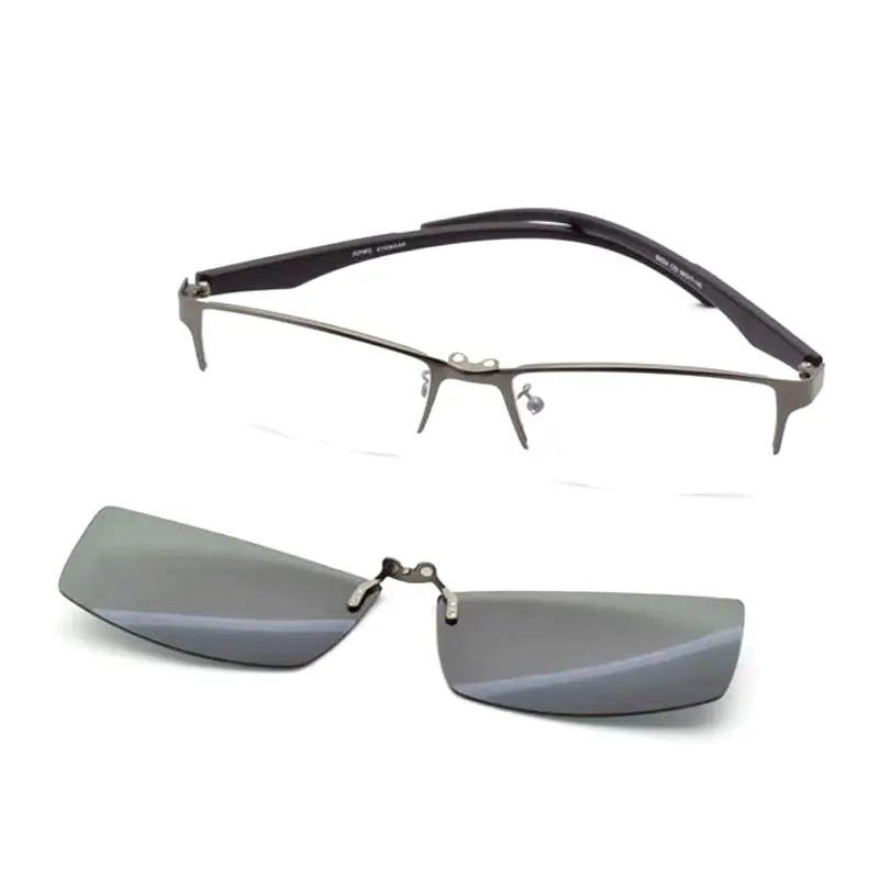 Spectacle Frame Half Frame Male Myopia Prescription Lens With A Magnet Clip On Polarized Sunglasses Lens Sunglasses Soft legs