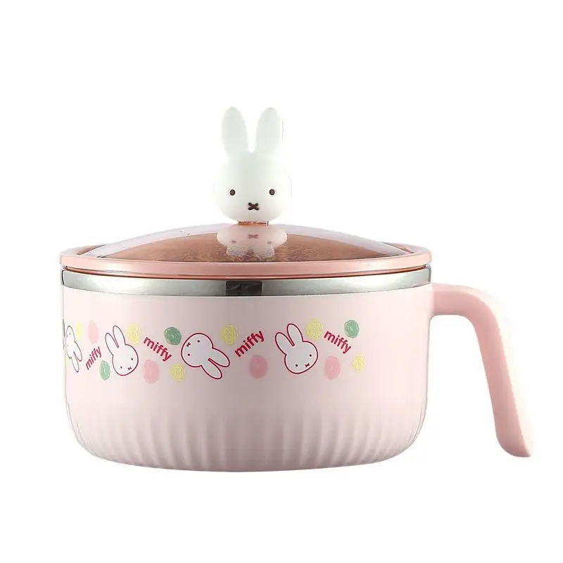 Cartoon Kawaii Miffy New Style Fashion Good Looks Practical Stainless Steel Round Instant Noodle Bowl Student Handle with Lid
