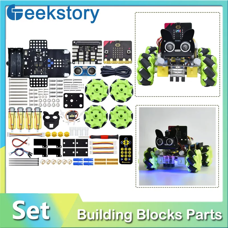 Keyestudio-Kit de voiture intelligente télécommandée versiMicrobit V2, pigments, Mecanum, robot intelligent, chirurgie tionné, bricolage, assemblage, jouets, cadeau