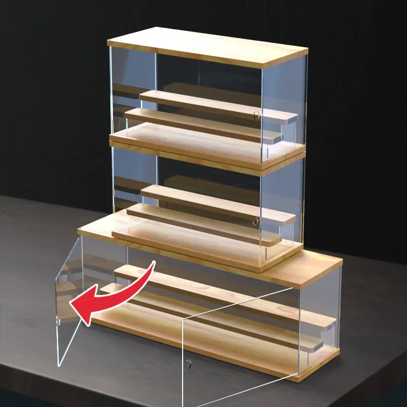 صندوق عرض خشبي لديكور المنزل، صندوق تخزين شفاف من الأكريليك، علبة عرض العطور، عرض منظم لعبة الشكل