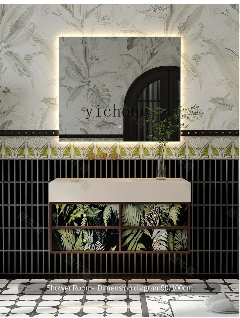 

LX Rock Slab Бесшовный встроенный набор шкафов для ванной комнаты с термоизогнутой раковиной