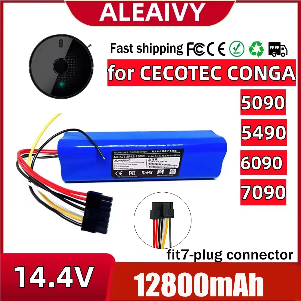 

High-capacity 14.4V 12800mAh Li-ion Replacement Battery for CECOTEC CONGA 5490 5090 6090 Robot Vacuum Cleaner Accessories