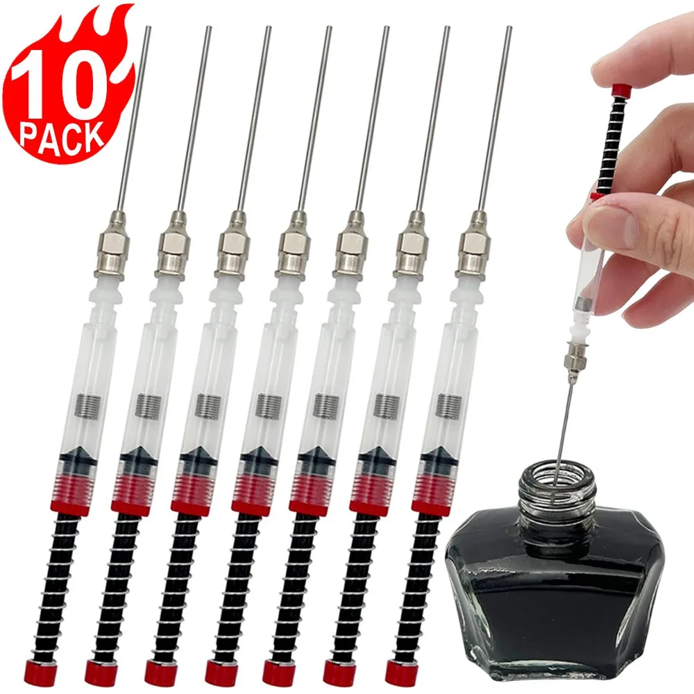 Fountain Pen Ink Cartridge Converter Filler Spring Converter with Removable Blunt Needle Tip Ink Syringes for Office Stationery