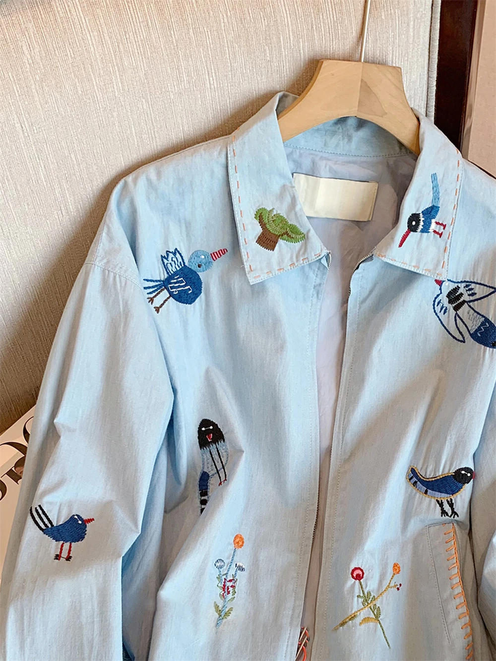 Unikalna, zabawna, przeciwstarzeniowa, haftowana kurtka z klapami, luźna, wyszczuplająca, uniwersalna bluzka dla kobiet i mężczyzn, wiosna-jesień, styl koreański...