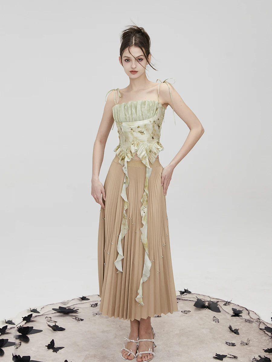 

Женский летний топ MildRate Original Design с кружевными вставками и эффектом диффузии водных чернил, модный, с коротким рукавом