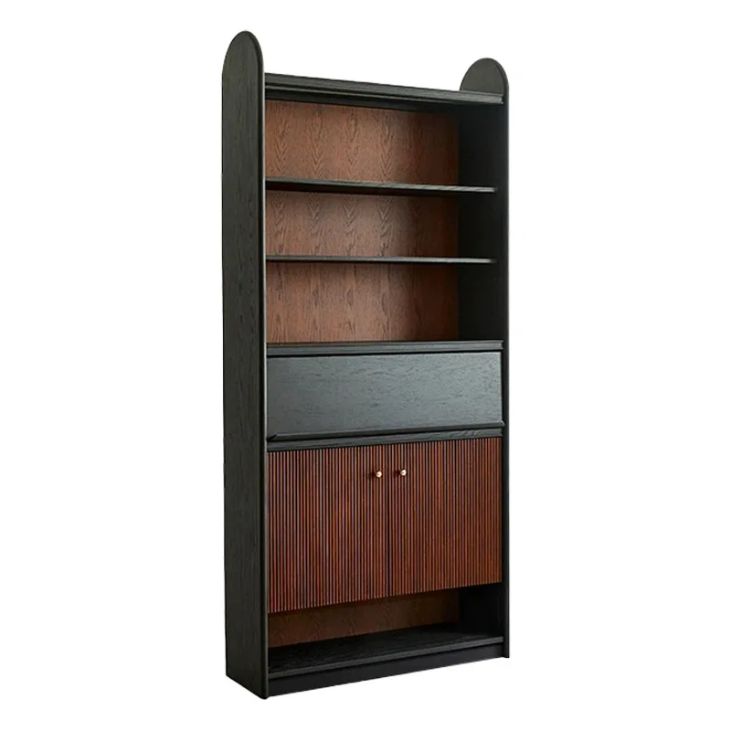 wood bookcase is simple, the ancient style combination in the living room floor-to-ceiling shelf French retro magazine cabinet