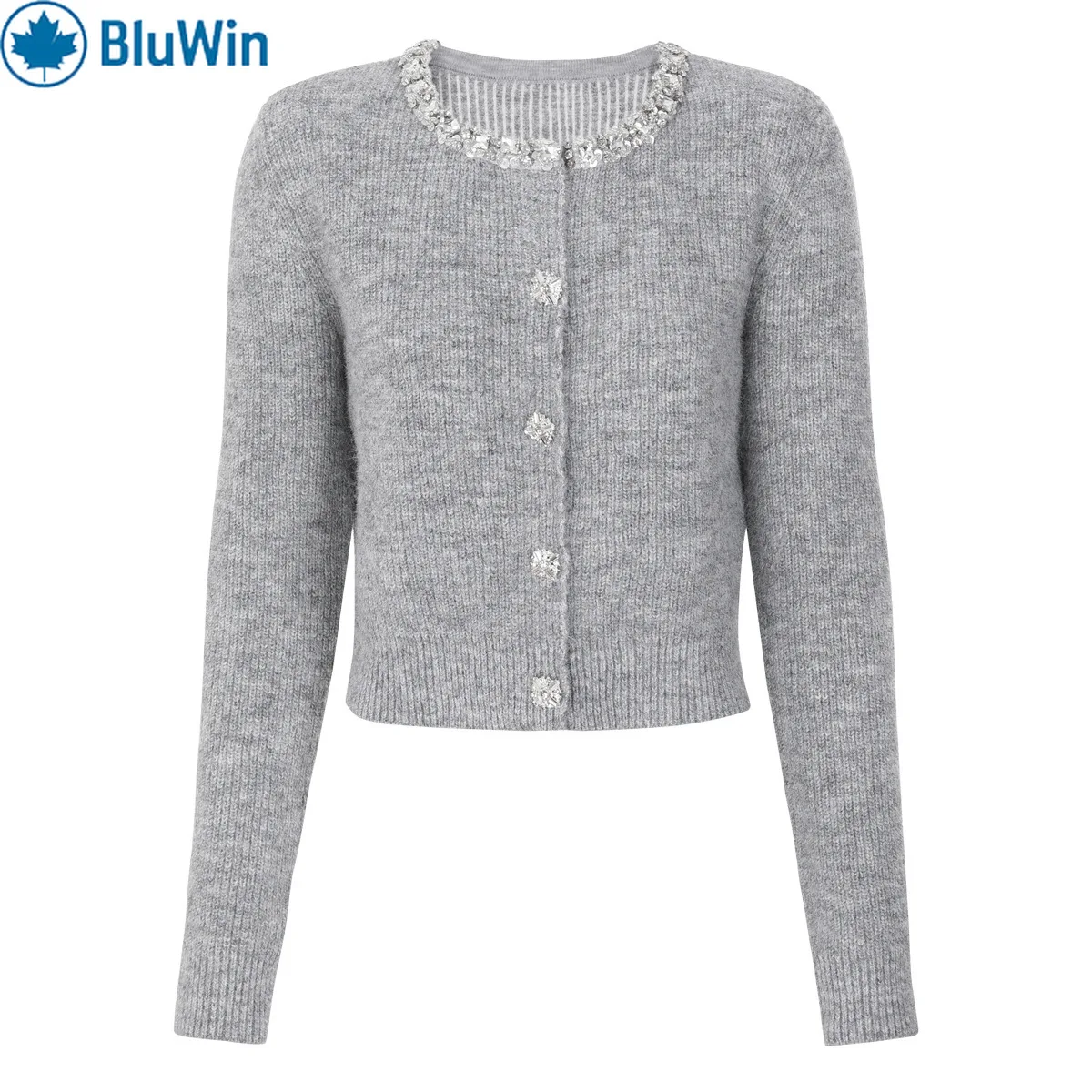 

Тонкое вязаное пальто-кардиган, URBANCHIC с длинными рукавами и высоким воротником, подчеркивающая фигуру ребра, осеннее новое поступление