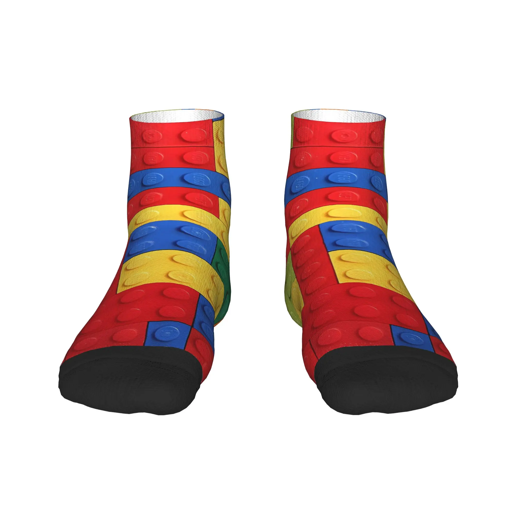 Men's Socks Colorful Building Blocks Pattern Funny Quality Ankle Sock Spring  Pattern Running Sports Anti Bacterial Socks