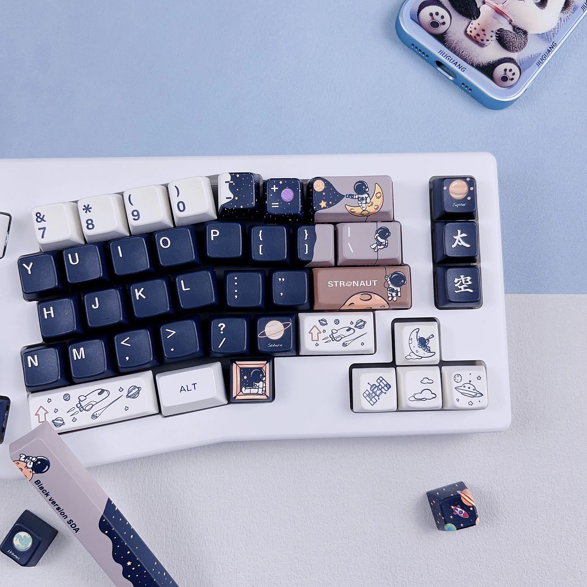 MDA height astronaut keycap PBT five-sided sublimation split space 7U personalized cartoon canned small full set
