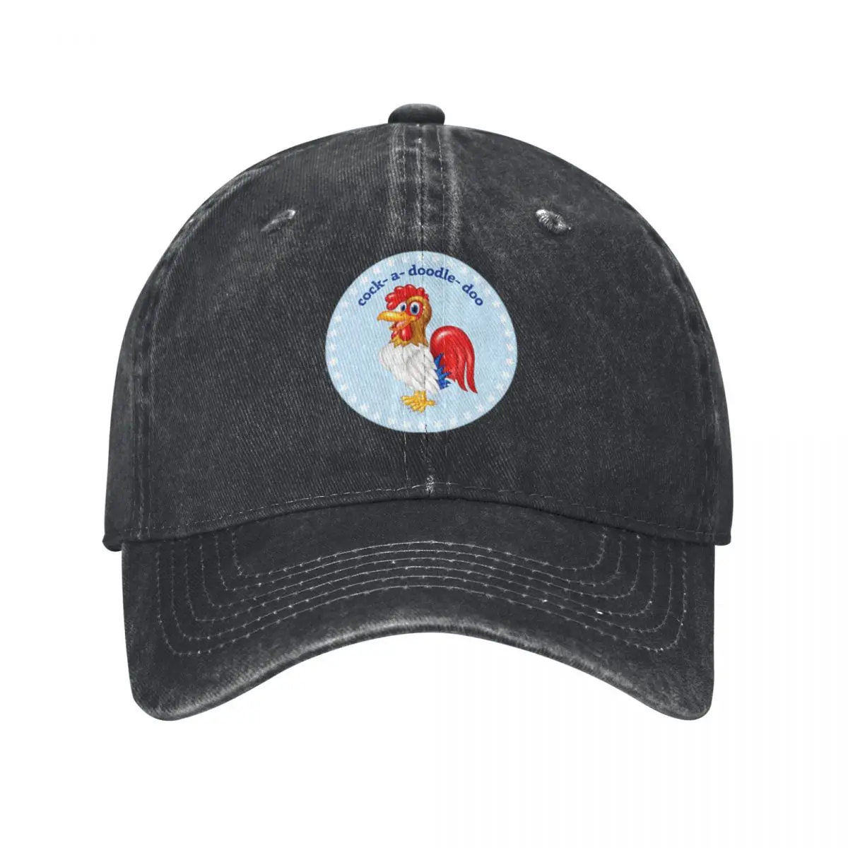 

Cock-a- Doodle - Doo , Red White And Royal Blue Baseball Caps Vintage Denim Washed Headwear Unisex Style Outdoor Running Hats