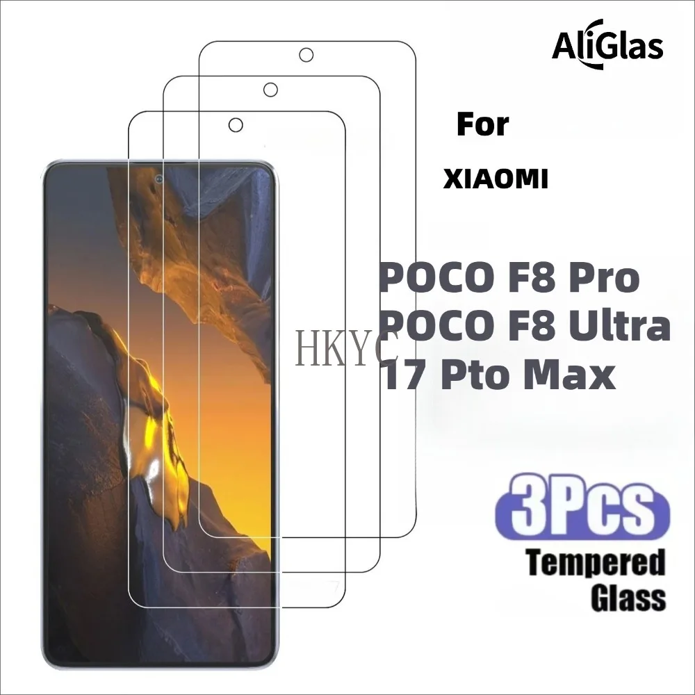

3 шт. закаленное стекло для Xioami POCO F8 Ultra Защитная пленка для экрана Xiaomi POCO F8 Pro 9H HD Прозрачная пленка для Xioami 17 Pro Max