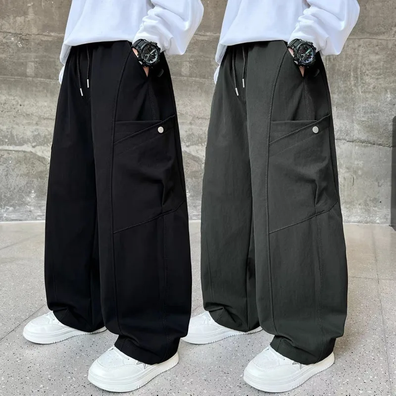2026 Kinder Jungen Schicke Overalls UNITIM Herbst 4-14 Jahre Teenager Jungen Gerade Hose Locker Junge Elastischer Bund Hosenträger – Detail 4