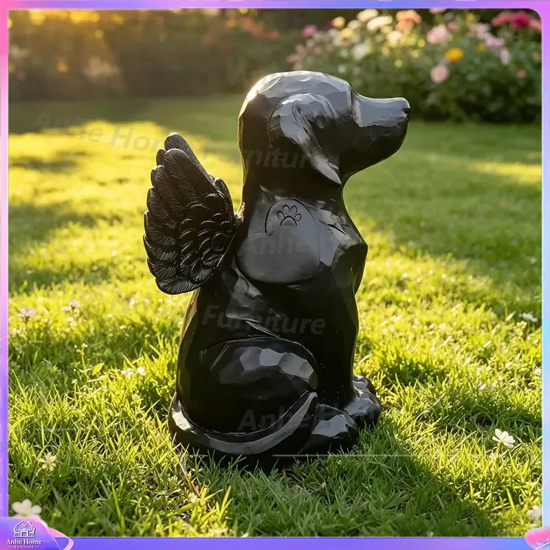 Black Angel Pet Urn for Dog Cat Ashes Standing Memorial Cremation Keepsake Box Sealed Storage Container Commemorative Grave