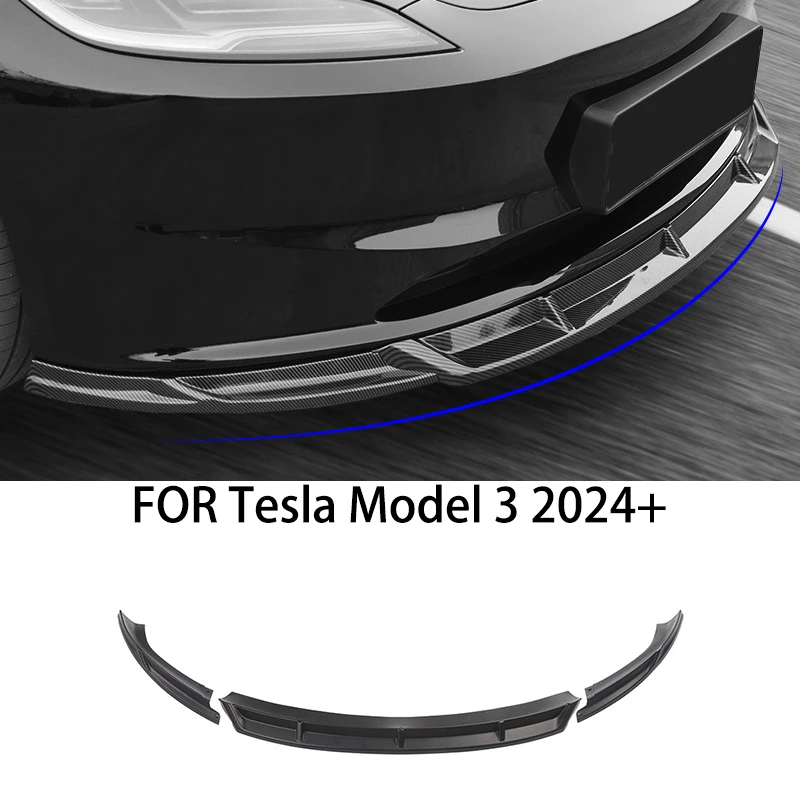 

Car accessories FIT FOR Tesla Model 3 2024+ black carbon fibre ABS Front Bumper Lip Spoiler Splitters Cover Body kit Side Skirt