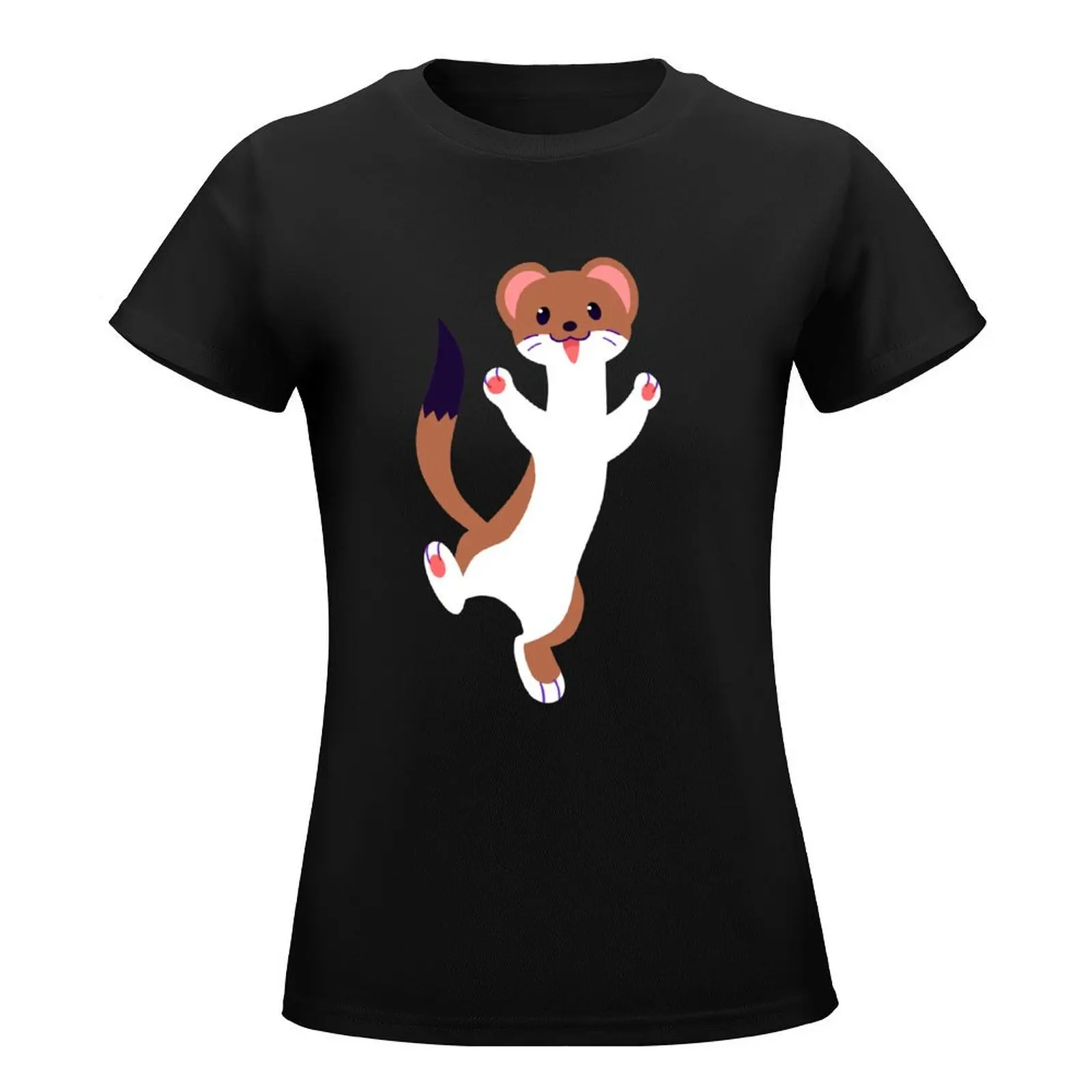 Happy stoat! T-Shirt summer tops funny plus size tops aesthetic clothes Women's tee shirt