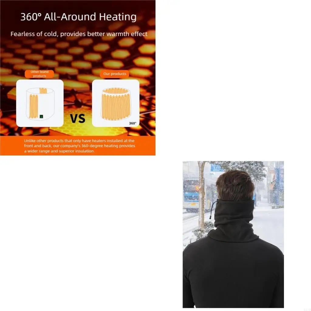 

Electric Scarf 360 Degree Heating Technology Breathable Windproofs Fabric Fleece Lining for Expeditions Daily Use