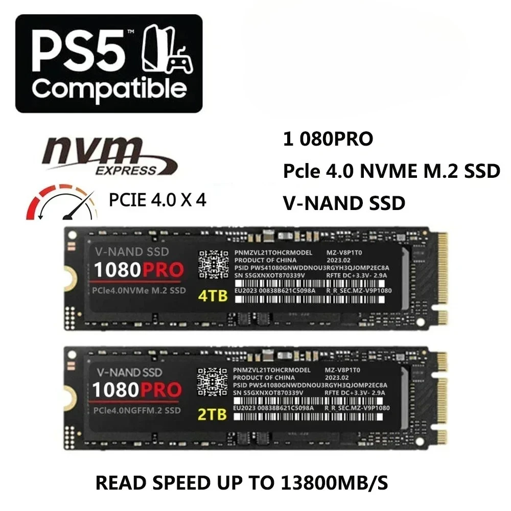 2026 1080PRO PCIe 4.0 NVMe M.2 2280 SSD Fast Data Transfer for Gaming Productivity,with 1TB, 2TB, and 4TB Options