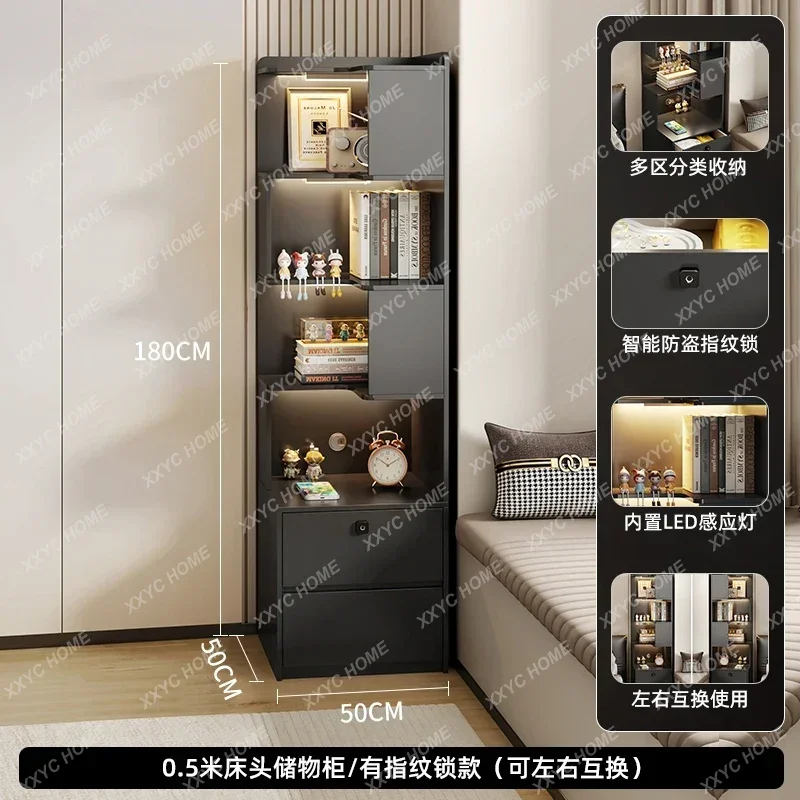

HModern simple bedside table bookshelf integrated storage bedroom bedside bookcase storage bedside high cabinet