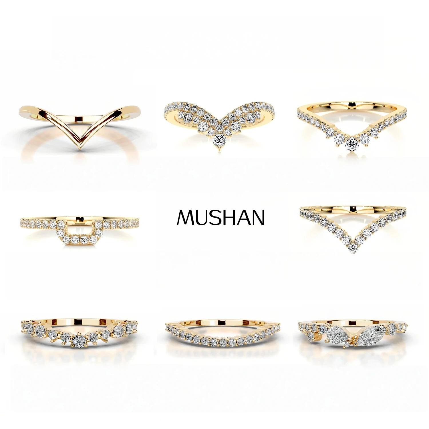 

MuShan Luxury Jewelry 925 Sterling Silver Ring D Color Moissanite Classic Ring Women 18K Gold Plated MST Patent Jewellery