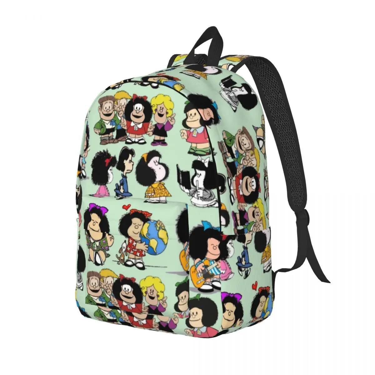 Kawaii Cartoon Mafalda Backpack Middle High College School Student Anime Bookbag Teens Canvas Daypack Gift