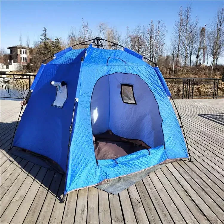 Outdoor Ice Fishing Tent Winter Thickened 3-4 People Ice Fishing House Plus Cotton Windproof Fishing Tent Supplies