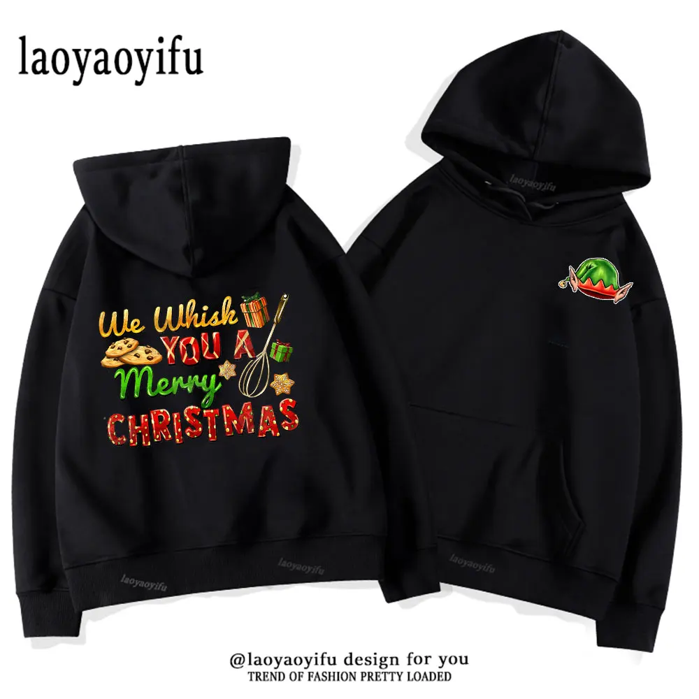 We Which You A Merry Christmas 2024 New Year Hoodies Funny Men Women Fashion Cute Sweatshirt Like Is Short Eat Christmas Cookies