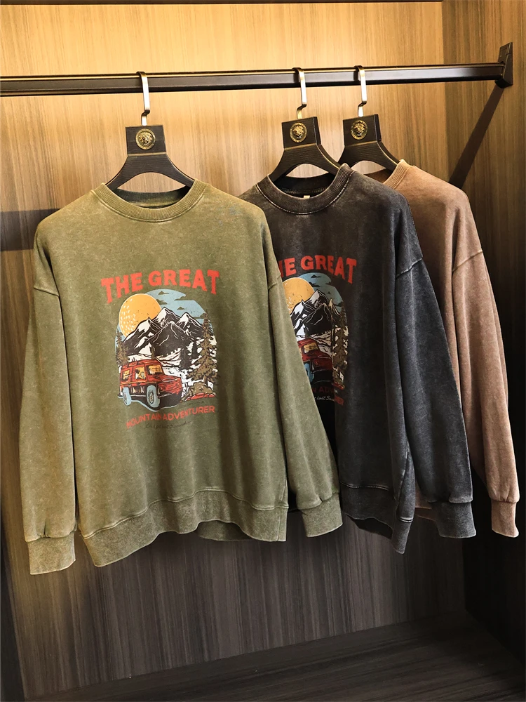 

Мужская толстовка с капюшоном в стиле ретро American Waed Long Sve round Ne, осенне-зимняя универсальная толстовка с принтом Faion Ne