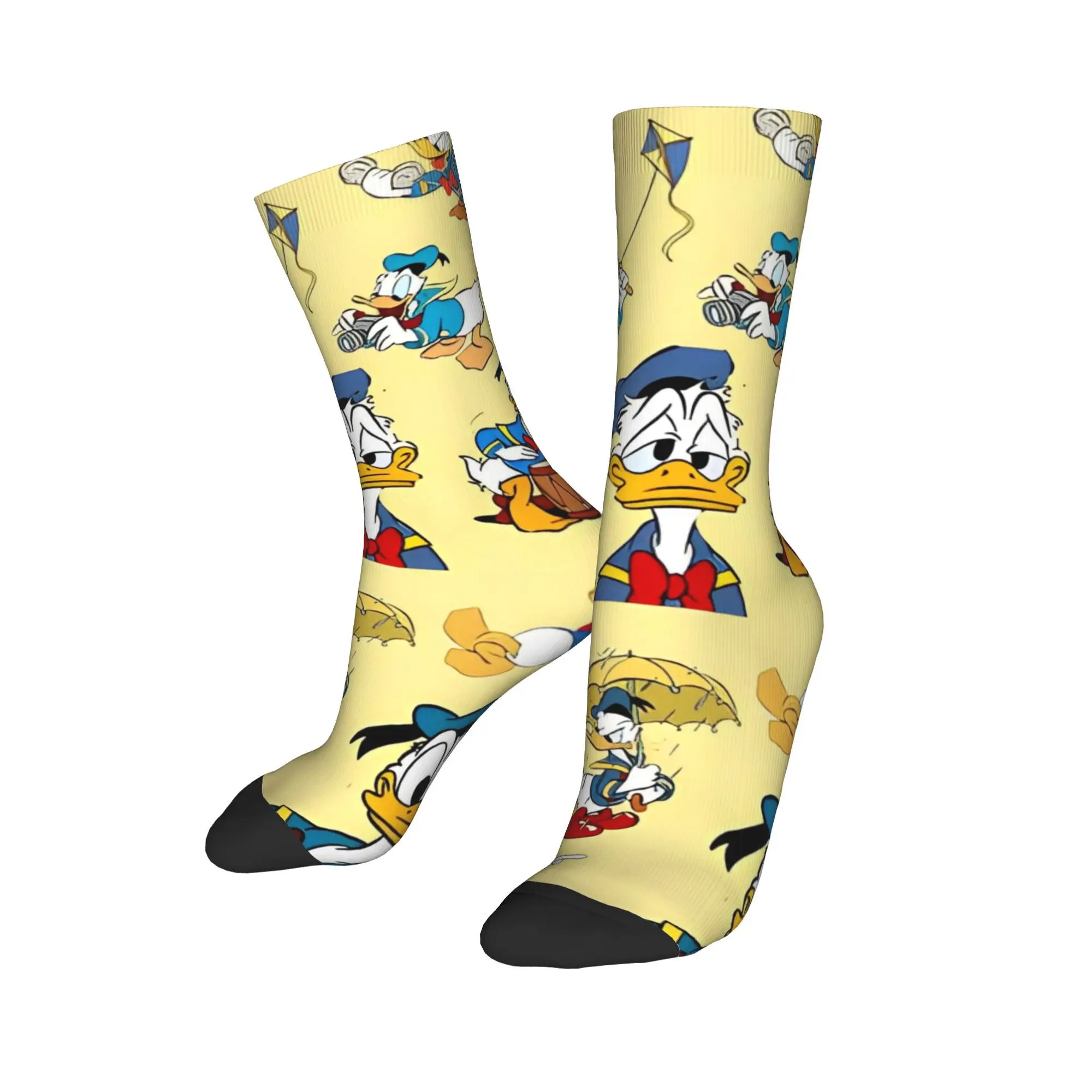 Cartoon Anime Figures Donald Duck Socks Men Women Polyester Fashion  Socks Crazy Spring Summer Autumn Winter Middle Tube Sock