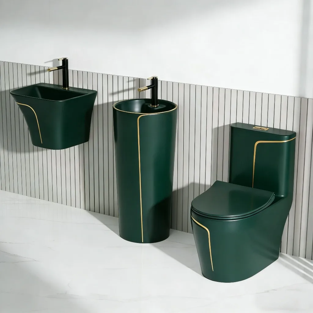 Toilet set Wall-mounted sink Floor-to-ceiling cylindrical basin Light luxury household integrated bathroom series combination