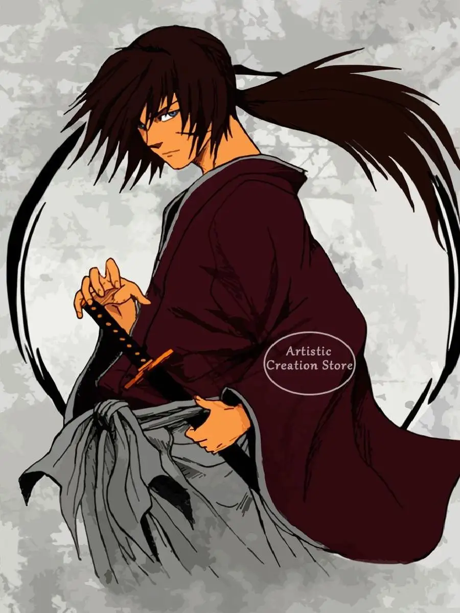 Modern Japanese Anime Samurai Himura Kenshin Canvas Poster Wall Art  Perfect for Bedroom Decor  HighQuality Prints for Home Aest