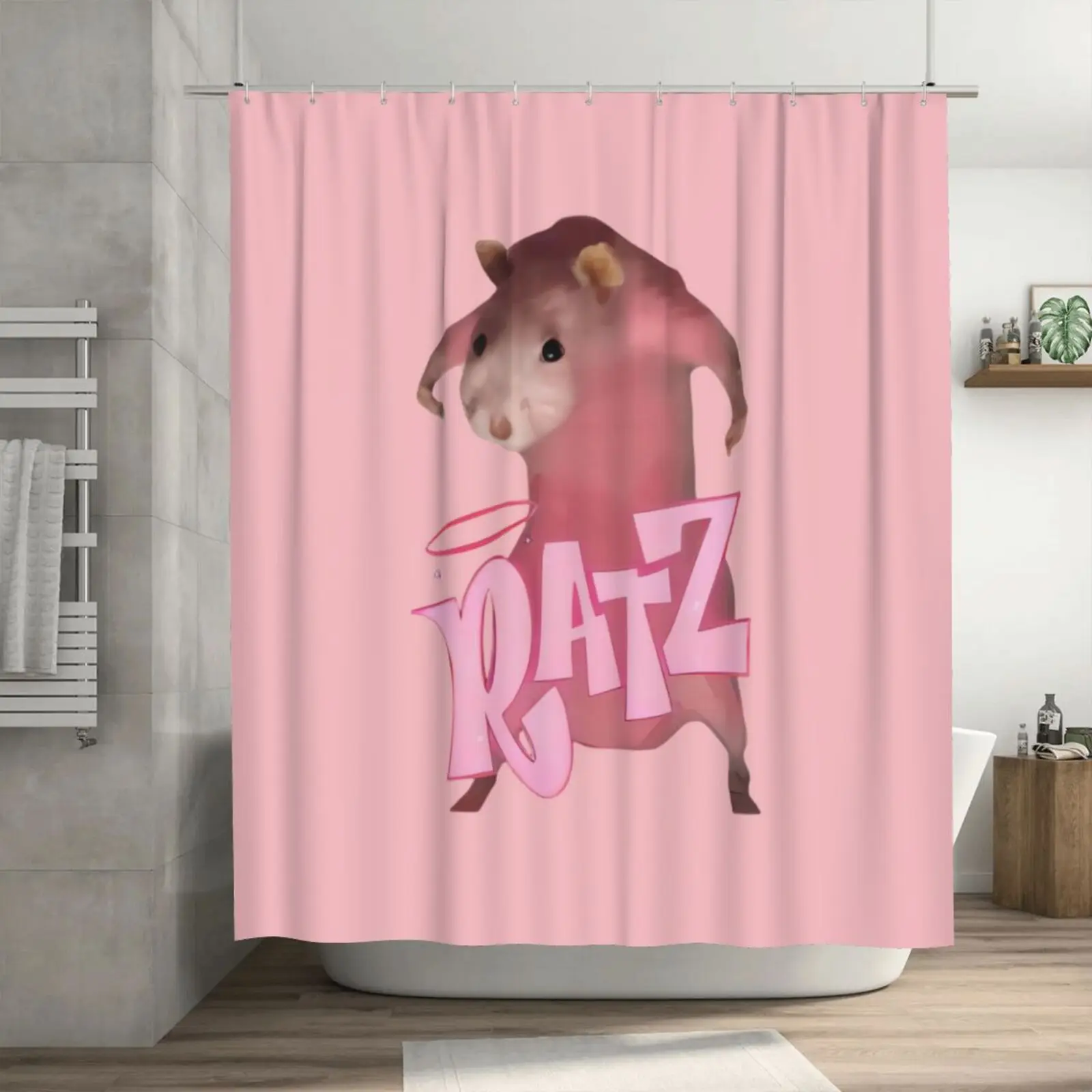 RatZ Whimsy Shower Curtain - Cute Mouse Character Wall Hanging in Living Room, Bedroom Decoration - Playful Home Decor