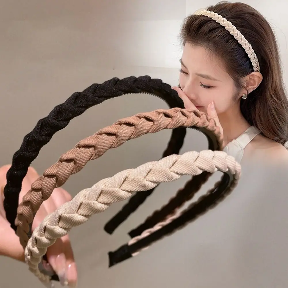 

Fashion Twist Weaving Hair Hoop Non-slip Thin Braided Headband Hair Accessories Korean Style Party