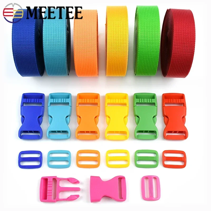 2/5/10Sets 20/25mm Nylon Webbing Tape+Plastic Side Release Buckle+Tri Glide Clasp Backpack Bag Straps Buckles DIY Accessories