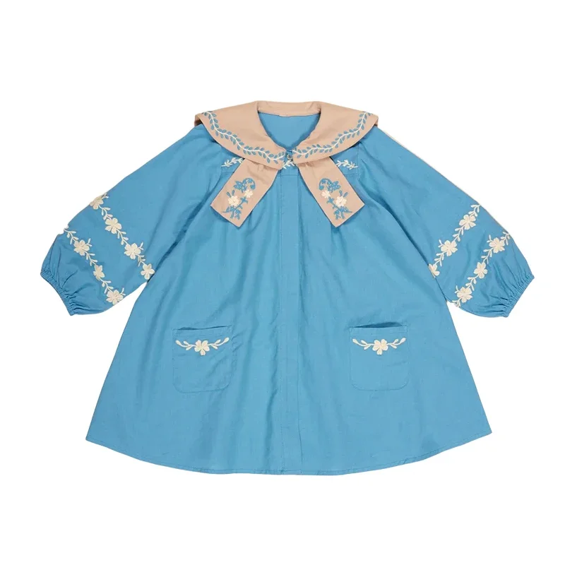 

Предпродажа, детская хлопковая одежда для девочек, рождественское модное платье принцессы, осень-зима 2022, комплект детских рубашек с вышивкой